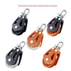 Boat Accessories Single Pulley High Load Sheave Block Universal Head Single Pulley Swivel Shackle Sailboat Plain Bearing Block