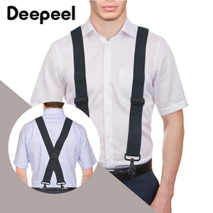 Deepeel 3.5*120cm Men's Suspender Black Hook Buckle 4 Clips Straps X-shaped Braces Corn Grain Stretch Suspenders Male Jockstrap