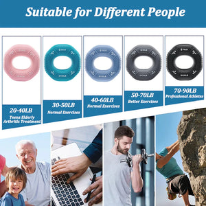 Silicone Adjustable 20-90LB Hand Grip Arm Strength Exercise Gripping Ring Fitness Gym Finger Forearm Trainer Carpal Expander