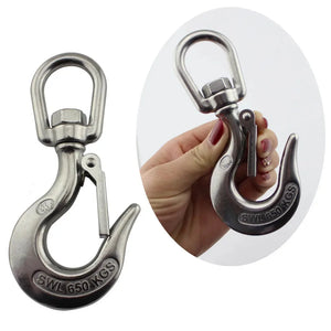 Marine 304 Stainless Steel Lifting Chain Hoist Eye Swivel Rotatable Cargo Hook Shackle Swivel Snap Hook Load 0.15-1.5T HeavyDuty