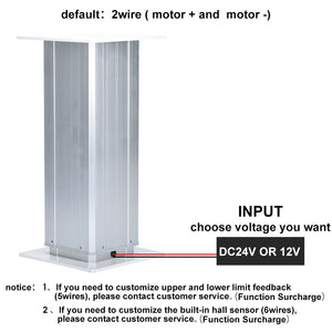 Electric Lifting Column 2500N DC24v Motor Tatami Underfloor RV Car Table Leg Adjustable Height Desk Linear Actuator