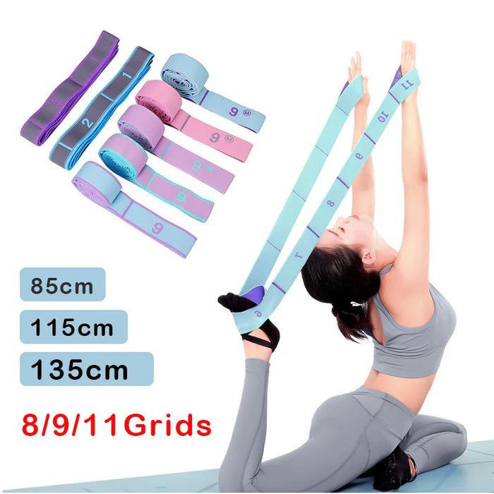 Yoga Pull Strap Belt Multi-Section Elastic Yoga Resistance Bands Latin Dance Stretching Band for Adult Child GYM Fitness Bands