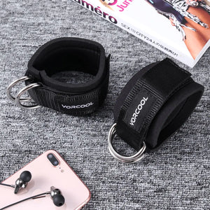 VORCOOL Black 2pcs Ankle Straps Padded D-ring Ankle Cuffs for Gym Workouts Cable Machines Leg Exercises with Carry Bags