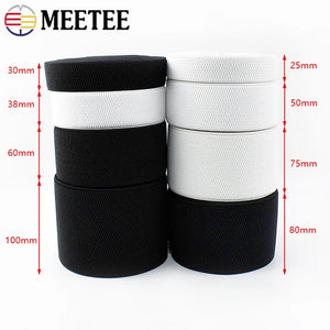 1/2M Meetee 25-100mm Elastic Band Elasticity Waistband Belt Webbing Stretch Strap Garment Skirt Rubber Tape Sewing Accessories