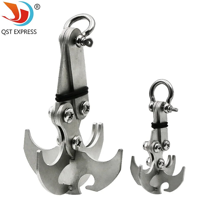 Folding Gravity Grab Hook Outdoor Rock Climbing Rescue Claw Survival Mountaineering Tool Multifunctional Stainless Steel/Iron