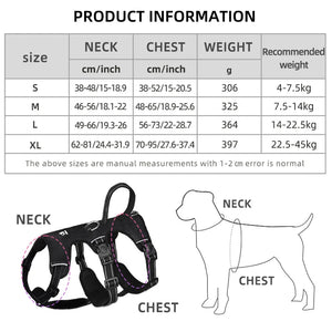 No Pull Large Dog Harness Vest Escape Proof Big Dog Harness with Handle Reflective Nylon Dog Walking Chest Straps Pet Supplies