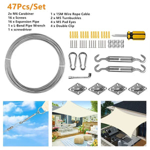 4/24/47Pc Steel Flexible Wire Stainless Steel Clothesline Diameter Lifting Chain Ajustable Locking Cable Shade Sail Rope Fitting