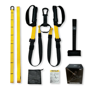 Suspension Trainer System Hanging Training Strap Home Gym Equipment or Outdoor Workout Adjustble Yoga Belt Wall Mount Band