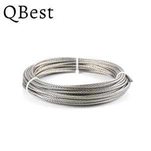 QBest 5m/10m 0.8-4mm Diameter 7X7 7X19 Structure 304 stainless steel wire rope thin cable softer fishing lifting cable