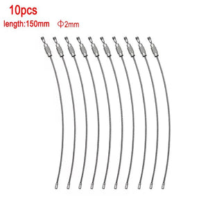 10Pcs 1.5-2mm EDC Keychain Tag Rope Stainless Steel Wire Cable Loop Screw Lock Gadget Ring Key Keyring Circle Camp Hanging Tool