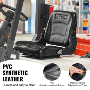 VEVOR Universal Forklift Seat Fold Down Tractor Seat with Adjustable Angle Back and Micro Switch Comfortable Forklift Seat