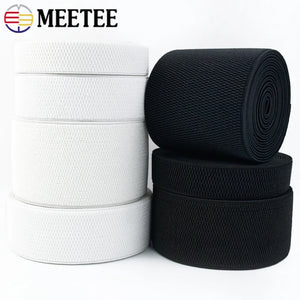 Meetee 1-5Meters 25-100mm Black White Elastic Band Stretch Strap Webbing Belt DIY Clothing Garment Sewing Crafts Accessories