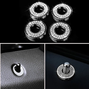 4Pcs Lift Bolt Sparkle Pull Rod Bling Car Door Lock Pin Ring Cover Crystal Decor Car Accessories For Mercedes Benz E C GLC Class