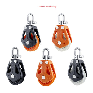 Boat Accessories Single Pulley High Load Sheave Block Universal Head Single Pulley Swivel Shackle Sailboat Plain Bearing Block