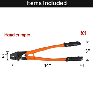 14''Hand Swager Crimper Tool for Aluminum Copper Sleeve Ferrules - Crimping Pliers for 1.5-3.5mm Cable Railing End Fittings