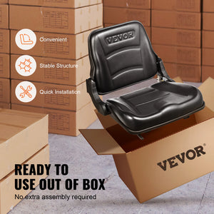 VEVOR Universal Forklift Seat Fold Down Tractor Seat with Adjustable Angle Back and Micro Switch Comfortable Forklift Seat