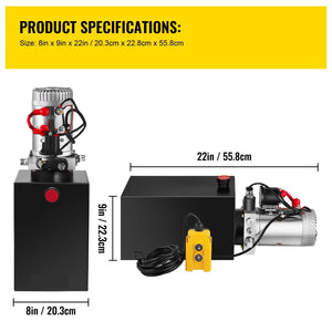 Hydraulic Pump 12 Quart  Single Acting 12LHydraulic Power Unit With Steel Reservoir For Dump Trailer Truck Car Lift Unit 12V DC