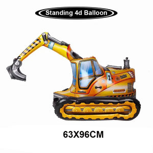 1pc Big Construction Truck Birthday Helium Balloons Excavator Forklift Crane Truck Foil Ballon Boys Birthday Party Supplies