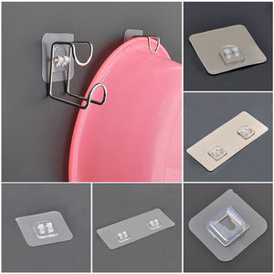 Self Adhesive Wall Hooks Hanger Strong Transparent Suction Cup Wall Mount Storage Holder For Kitchen Bathroom No Trace Grab Hook