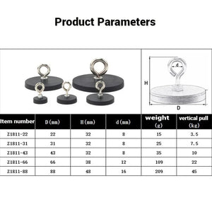 5Pcs D22/31/43/66/88mm Round Rubber-Coated Magnet Hook Strong Neodymium Magnets Fishing Rubber Coated Lifting Ring Magnets Hooks