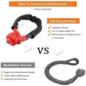 41000lbs Soft Shackle Synthetic 4X4 Tow Shackle Strap Protective Rope Heavy Duty Offroad Sleeve for Jeep Truck SUV