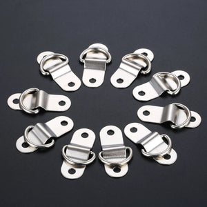 10Pcs Boat Trailers D Ring Durable Tie Down Hook Rope Cleat Load Anchor Metal Flat Seamless D Ring D Button Half Round Buckle