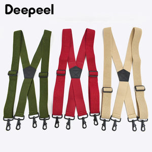 Deepeel 3.5*120cm Men's Suspender Black Hook Buckle 4 Clips Straps X-shaped Braces Corn Grain Stretch Suspenders Male Jockstrap