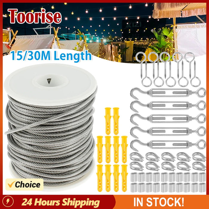 Heavy Duty Cable Rope Garden Wire Cable 304 PVC Coated Stainless Steel Railing Wire Fence Roll Kits for Outdoor Tent Rope