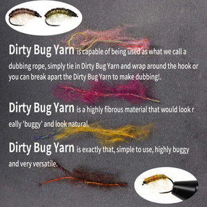 WIFREO 1pc Leech Yarn Synthetic Dirty Bug Yarn Mottled Dubbing Rope Fibrous Buggy Thread Line Caddis Shrimp Fly Tying Material