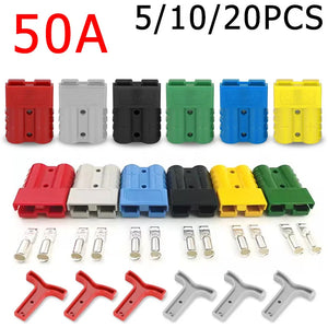 5/10/20 PCS Anderson Style Plug Connector 50A With Anderson Handle Forklift Battery Charging Quick Connectors Kit