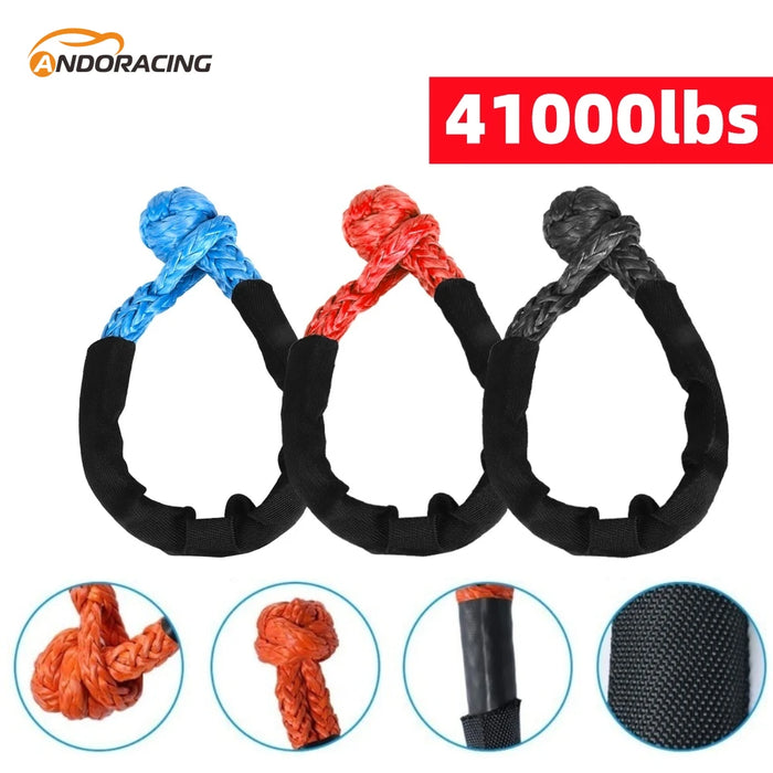 Universal Soft Shackle Synthetic Rope Heavy Duty 41000lb Offroad 4X4 Tow Shackle Strap with Protective Sleeve for Jeep Truck SUV