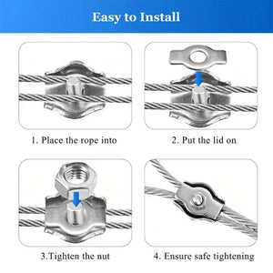 5/10pcs Clamps, Wire Cord Clamps, Stainless Steel 304 Cable Clamps, Wire Rope Steel Cable Fixing Clip M2-M3-M4-M5-M6-M8