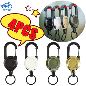 4/1PC Retractable Keychain Outdoor Retractable Wire Rope Reel Retractable Key Chain With Steel Cable Key Ring Retractable Tools