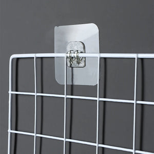 8pcs Seamless Hanging Shelf Storage Basket Hook Strong Adhesion Grab Hook Kitchen Bathroom Accessories Storage Basket Hook Hooks