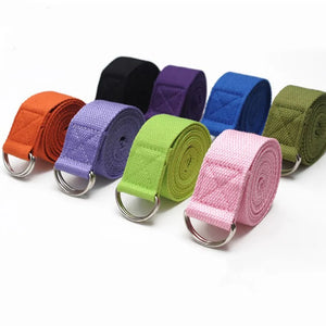 Yoga Strap Cotton Exercise Yoga Belt Adjustable Woven Stretch D-Ring Buckle Fitness Stretching Bands Pilates Rope 183*3.8cm