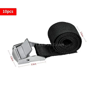 10 Pcs Black Lashing Straps with Clamping Lock Heavy Duty Fastening Straps for Motor Bicycle Luggage Fixing Tool