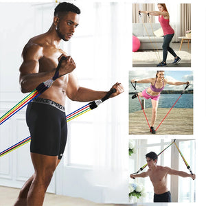 11Pcs/Set Latex Resistance Bands Pull Rope Indoor Portable Fitness Equipment with Ankle Strap Training Exercise Expander Elastic