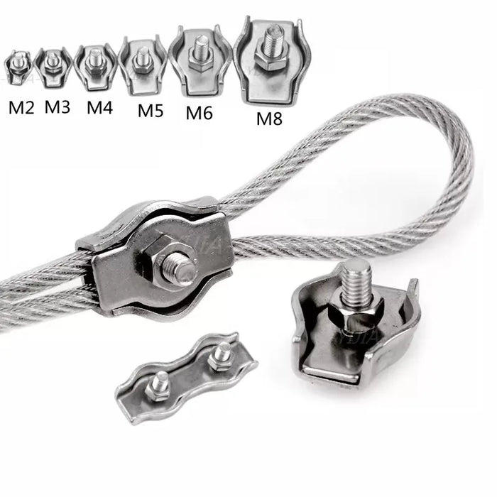 1-5pcs Waterproof Stainless Steel Wire Rope Clips Single/Double Grips Cable Clamps Chuck Lock M2-M6 Cable Wire Hardware Fastener