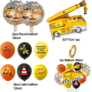 10pcs/set Carton Vehicle Balloon Excavator Forklift Crane Balloons for Boy's Construction Birthday Party Decoration Gifts Supply