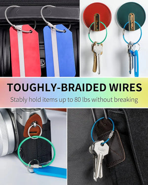 10Pcs/set 100/150mm Keychain Tag Rope Stainles Steel EDC Wire Cable Loop Screw Lock Gadget Ring Key Keyring DIY Hand Tools