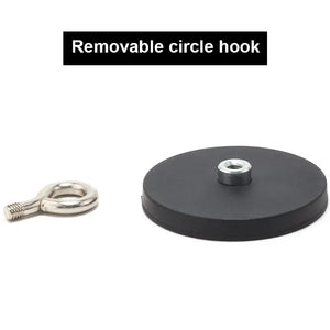 5Pcs D22/31/43/66/88mm Round Rubber-Coated Magnet Hook Strong Neodymium Magnets Fishing Rubber Coated Lifting Ring Magnets Hooks