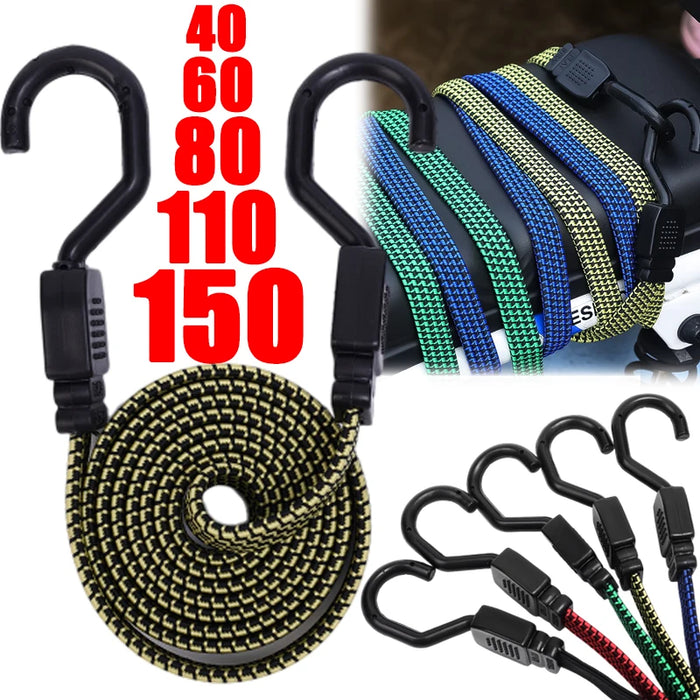 Stretch Car Luggage Cords Heavy Duty Elastic Wide Flat Bungees Cords Rack Strap Hooks Storage Accessories for Motorcycle