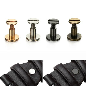 10Sets Luggage Leather Metal Craft Solid Screw Nail Rivet Double Curved Head Belt Strap Rivets Book Screws Buttons Snap