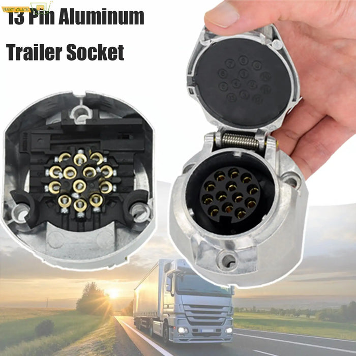 Durable Aluminum Euro RU Trailer Socket 13 Pin 12V Waterproof Metal Plug Electrical Connector Boat Truck RV Caravan Spare Parts