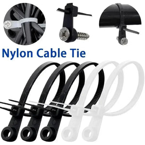 Creative Nylon Cable Ties with Screw Hole Mount Self Locking Loop Wrap Bundle Ties Strap DIY Office Cables Wire Fasten Organizer