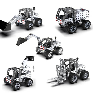 Metal Assembly Block Toy Simulation Forklift Excavator Car Model Children DIY Screws And Nuts Assembly Vehicle Boys Gifts