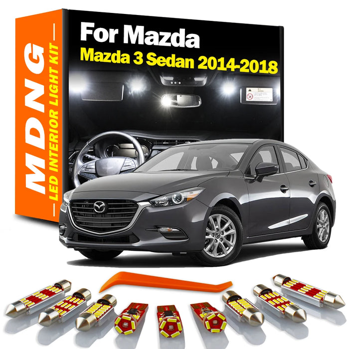 MDNG 8Pcs Canbus Interior LED Light Kit For Mazda 3 Sedan 2014 2015 2016 2017 2018 Map Reading Dome Trunk Lamp Car Led Bulbs