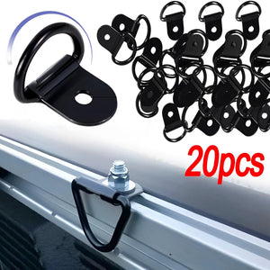 Black D-hook anchor ring iron stainless steel cargo puller car truck trailer caravan boat parts transport storage accessories