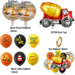 10pcs/set Carton Vehicle Balloon Excavator Forklift Crane Balloons for Boy's Construction Birthday Party Decoration Gifts Supply