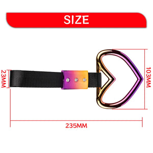 1pcs Colorful Car Tow Strap Tsurikawa Ring Heart JDM Train Bus Handle Hand Strap Styling Drift Charm Strap Auto Accessories